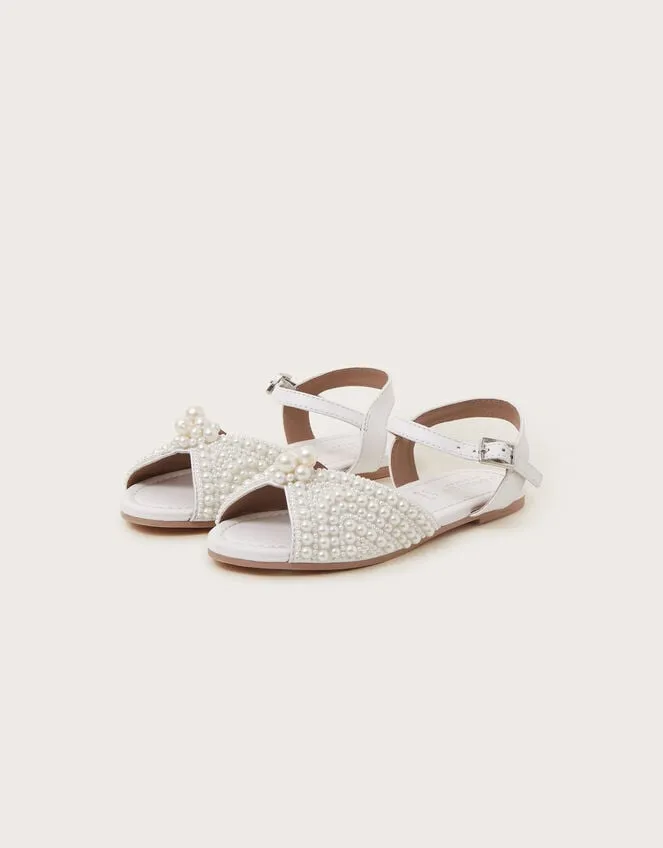 Pearly Strap Sandals Ivory Children Monsoon Girls039 Shoes and Sandals