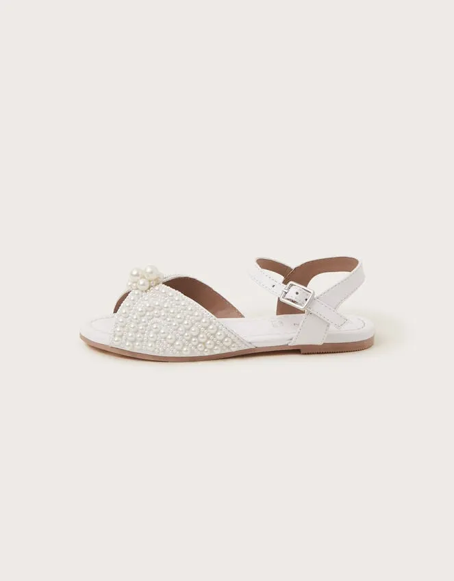 Pearly Strap Sandals Ivory Children Monsoon Girls039 Shoes and Sandals