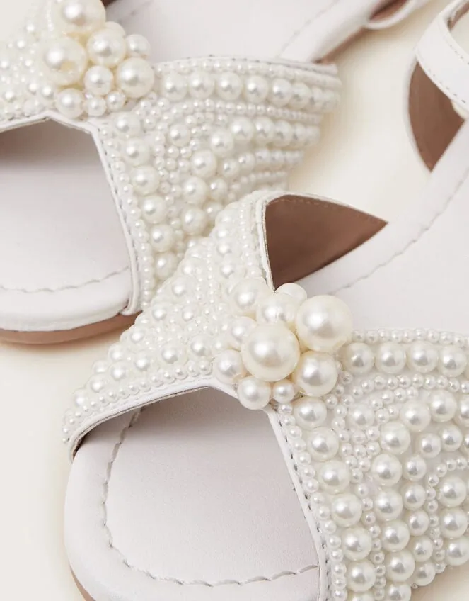 Pearly Strap Sandals Ivory Children Monsoon Girls039 Shoes and Sandals