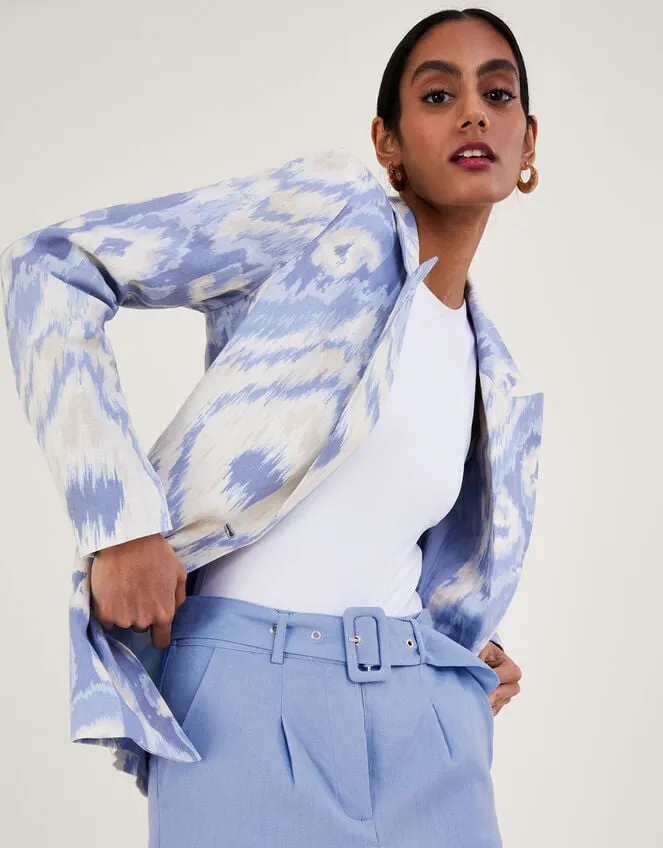 Peggy Blazer In Linen Blend Blue Women Monsoon Linen