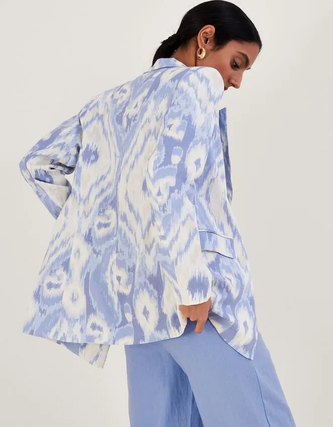 Peggy Blazer In Linen Blend Blue Women Monsoon Linen