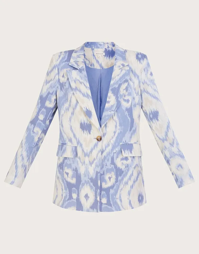 Peggy Blazer In Linen Blend Blue Women Monsoon Linen