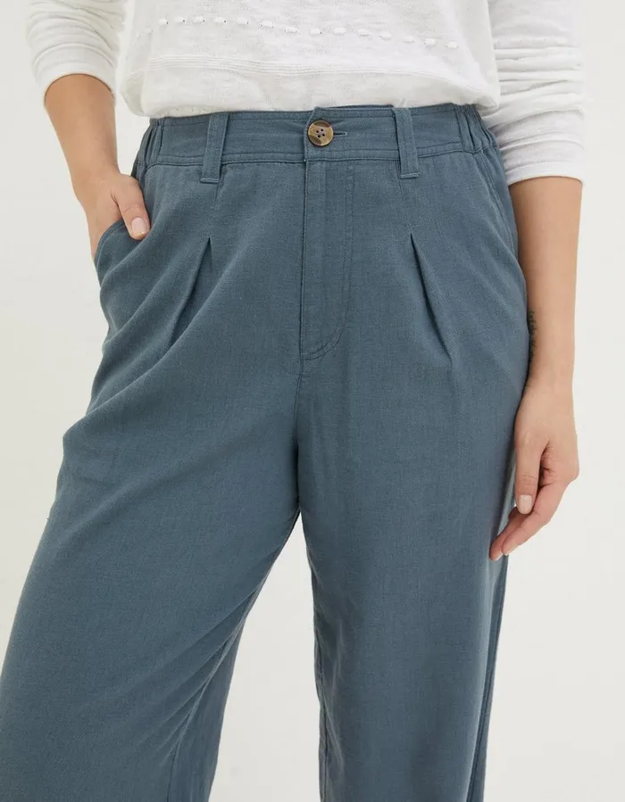 Pendeen Linen Blend Trousers Teal Blue Women FatFace Trousers and Leggings