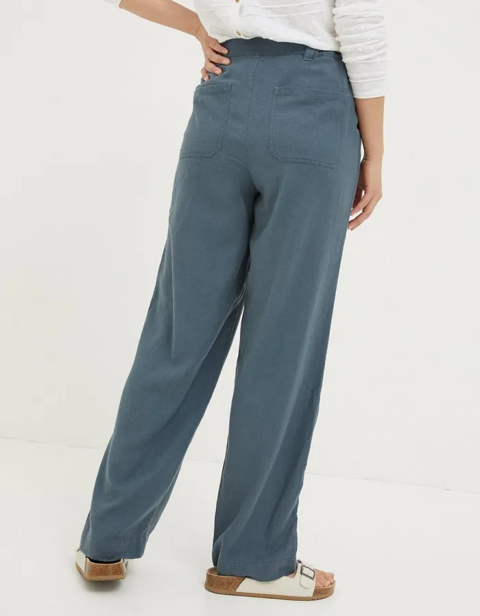 Pendeen Linen Blend Trousers Teal Blue Women FatFace Trousers and Leggings