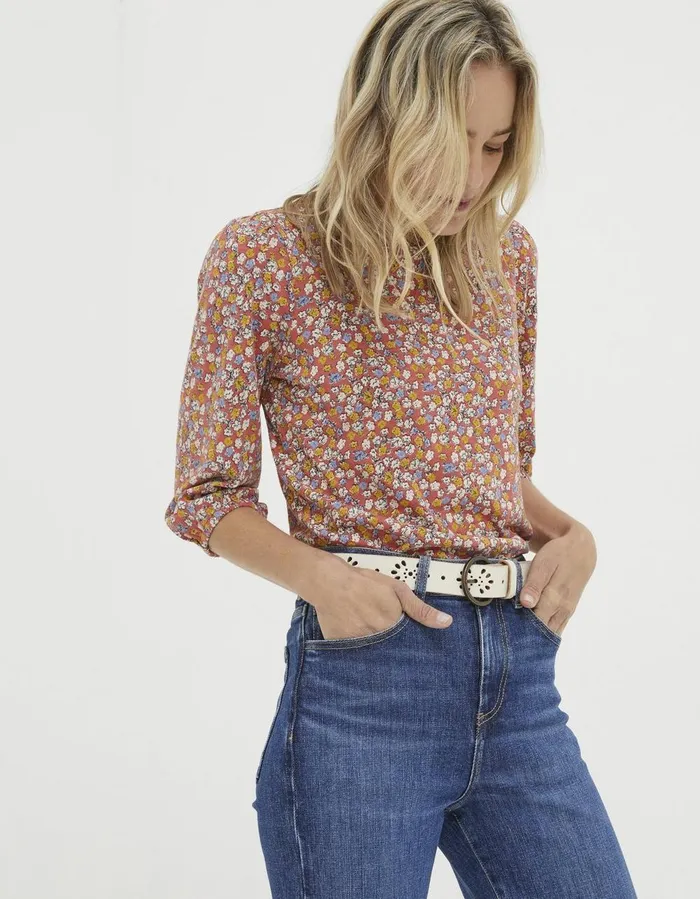 Penny Gradient Floral Top Vintage Red Women FatFace Tops and TShirts