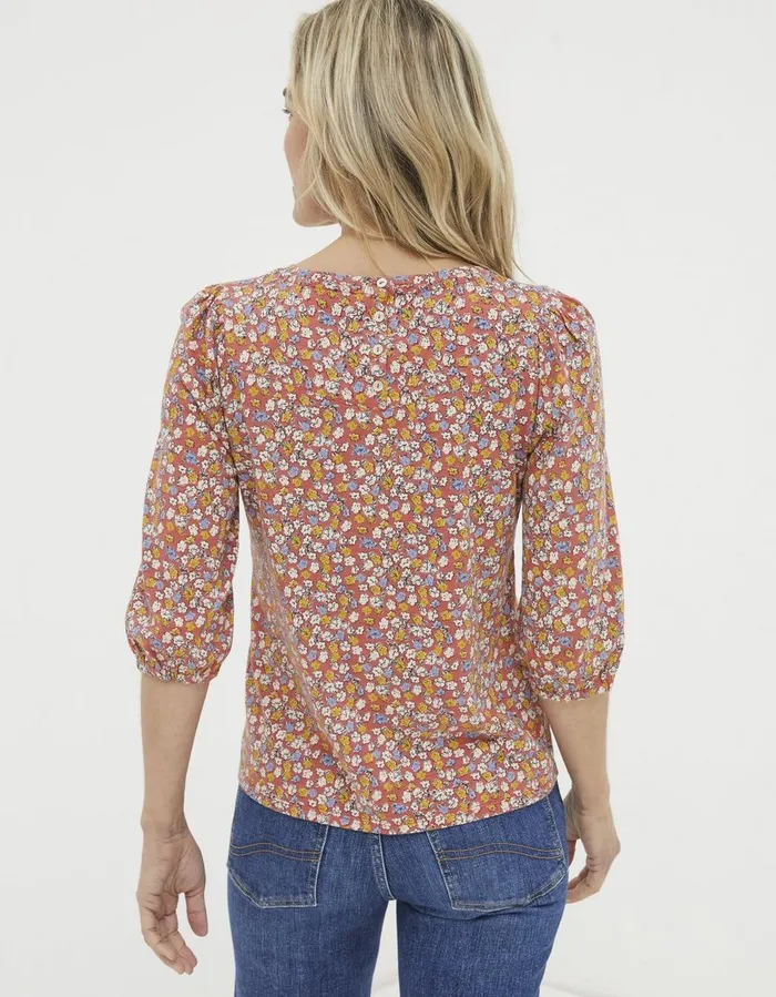 Penny Gradient Floral Top Vintage Red Women FatFace Tops and TShirts