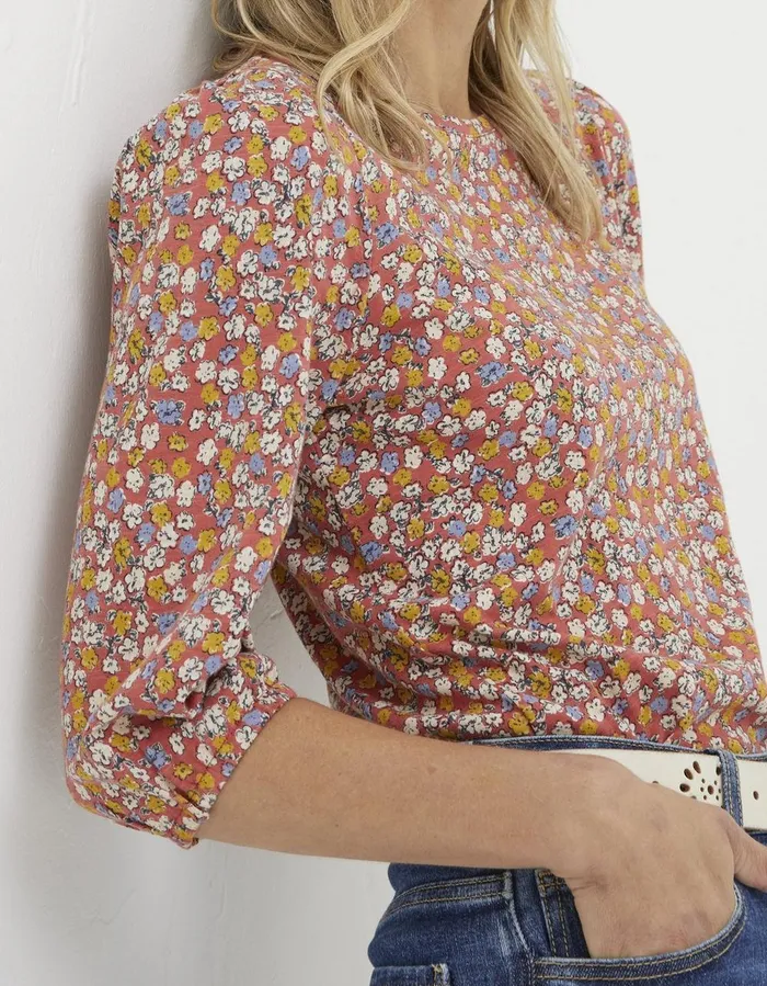 Penny Gradient Floral Top Vintage Red Women FatFace Tops and TShirts
