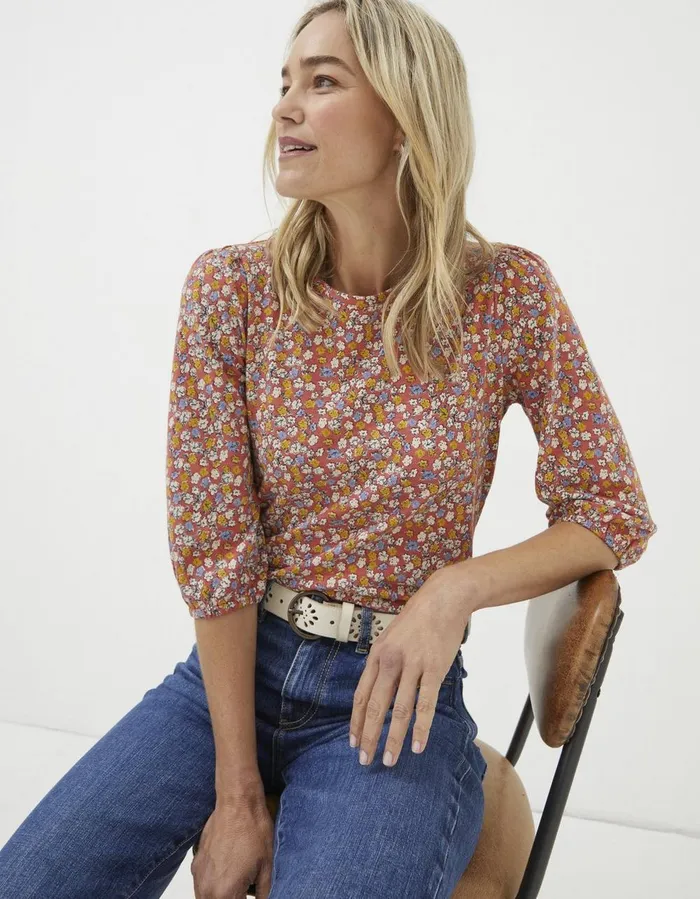 Penny Gradient Floral Top Vintage Red Women FatFace Tops and TShirts