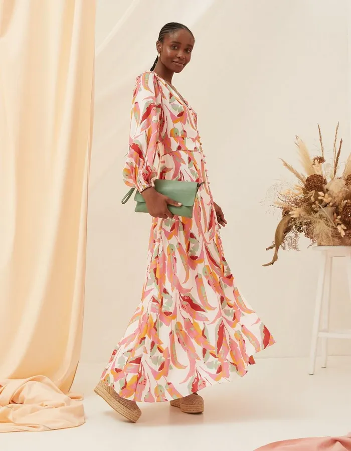 Peony Painted Leaves Maxi Dress Multi Women FatFace Dresses