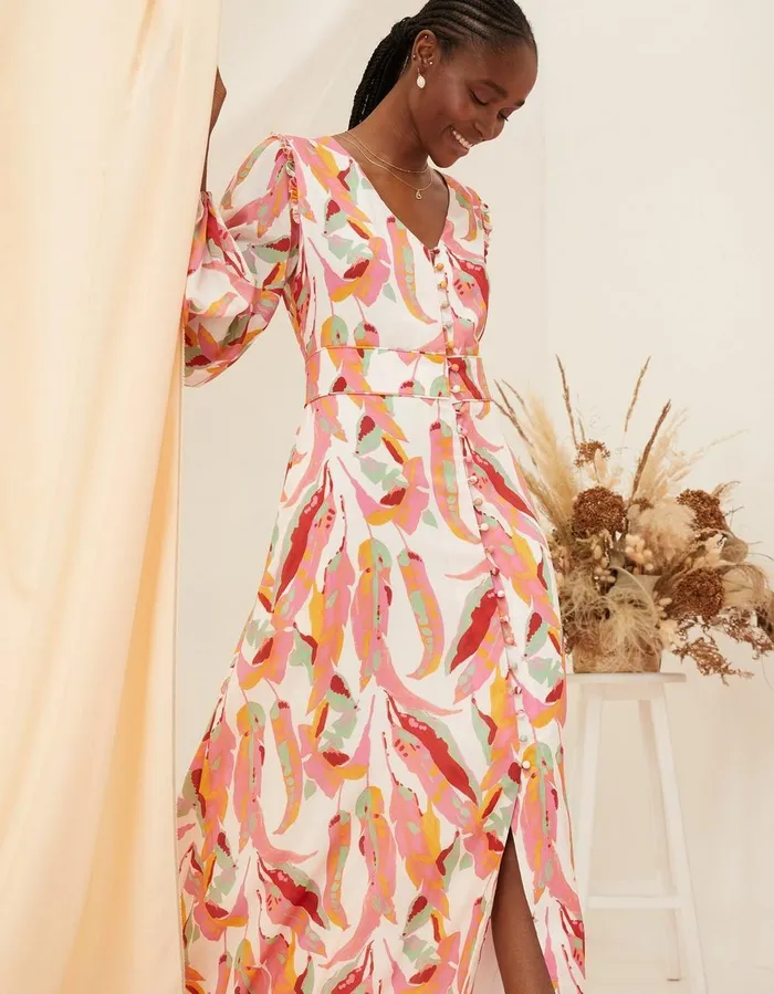 Peony Painted Leaves Maxi Dress Multi Women FatFace Dresses