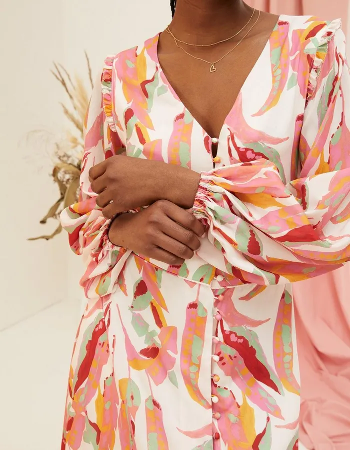 Peony Painted Leaves Maxi Dress Multi Women FatFace Dresses