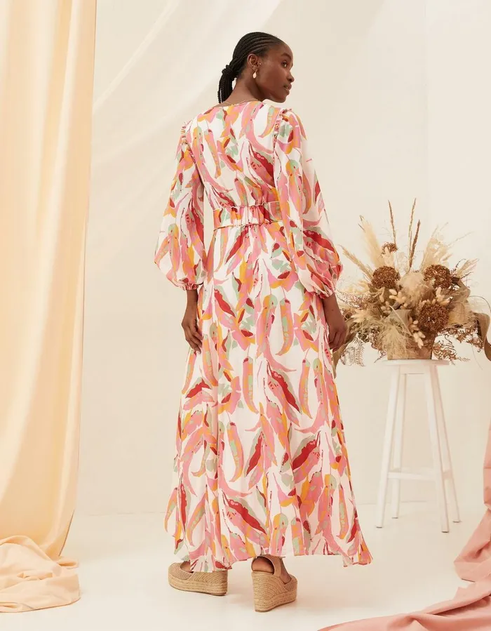 Peony Painted Leaves Maxi Dress Multi Women FatFace Dresses