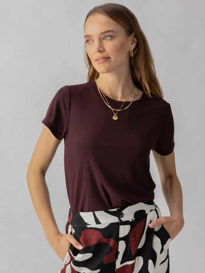 Perfect Mesh Tee Dark Cherry Women Sanctuary Clothing Tees and Tops