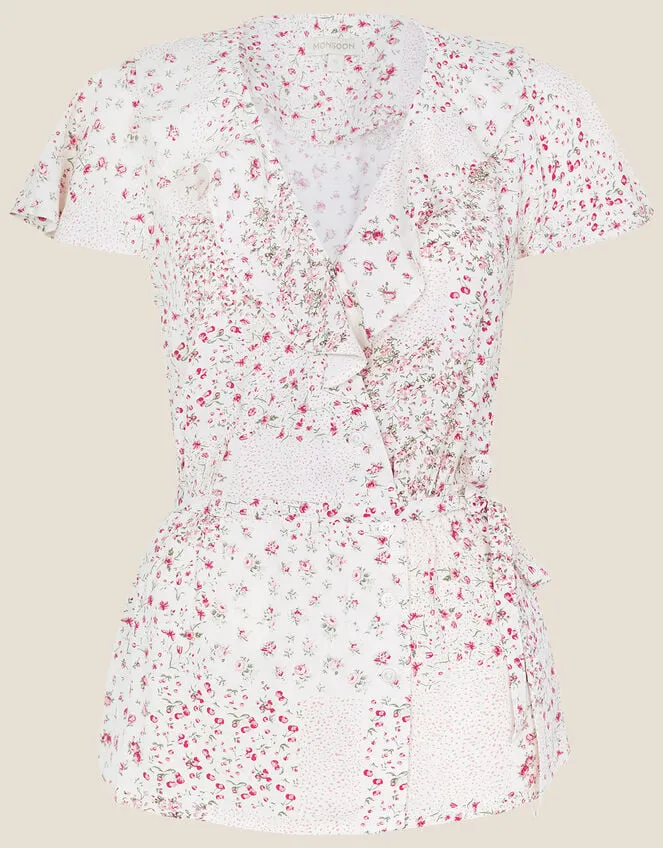 Peri Ditsy Patch Print Wrap Top Ivory Women Monsoon Tops and Blouses