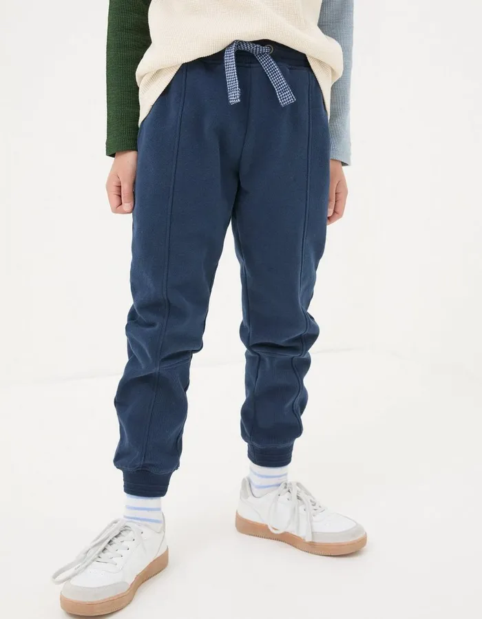 Perry Panel Joggers Navy Boys FatFace Jeans Trousers and Joggers