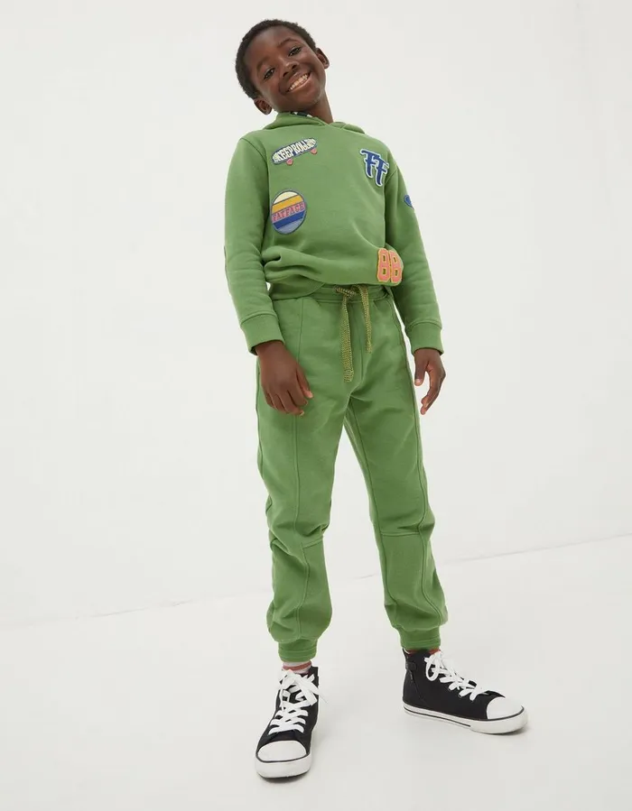 Perry Panel Joggers Washed Green Boys FatFace Jeans Trousers and Joggers