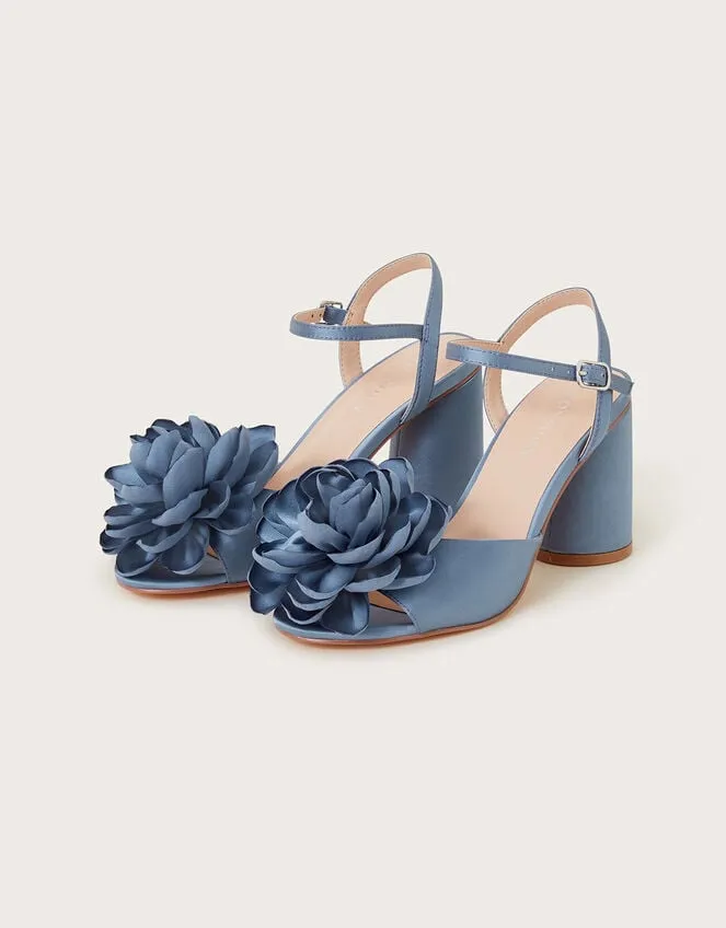 Petal Corsage Satin Heel Sandals Blue Women Monsoon Sandals