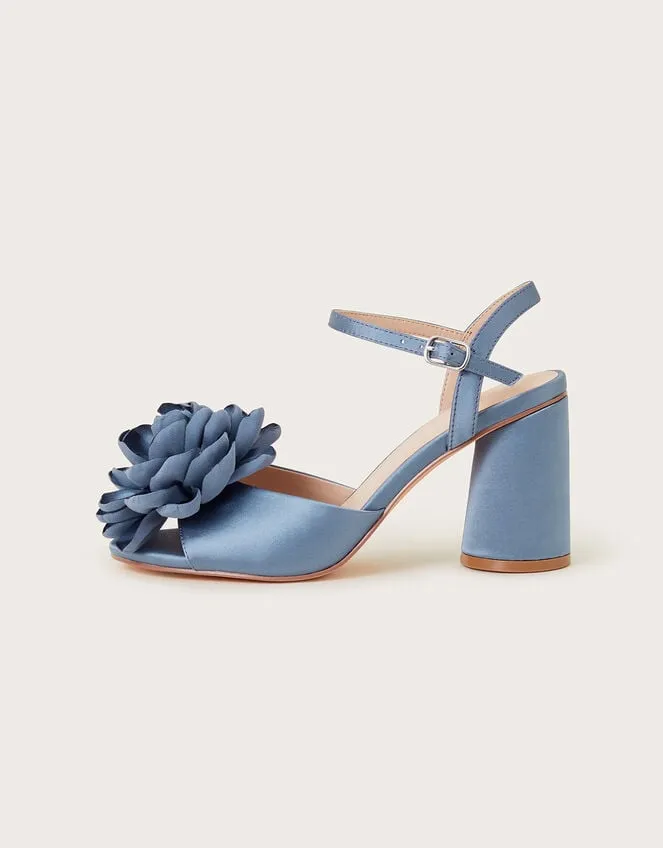 Petal Corsage Satin Heel Sandals Blue Women Monsoon Sandals