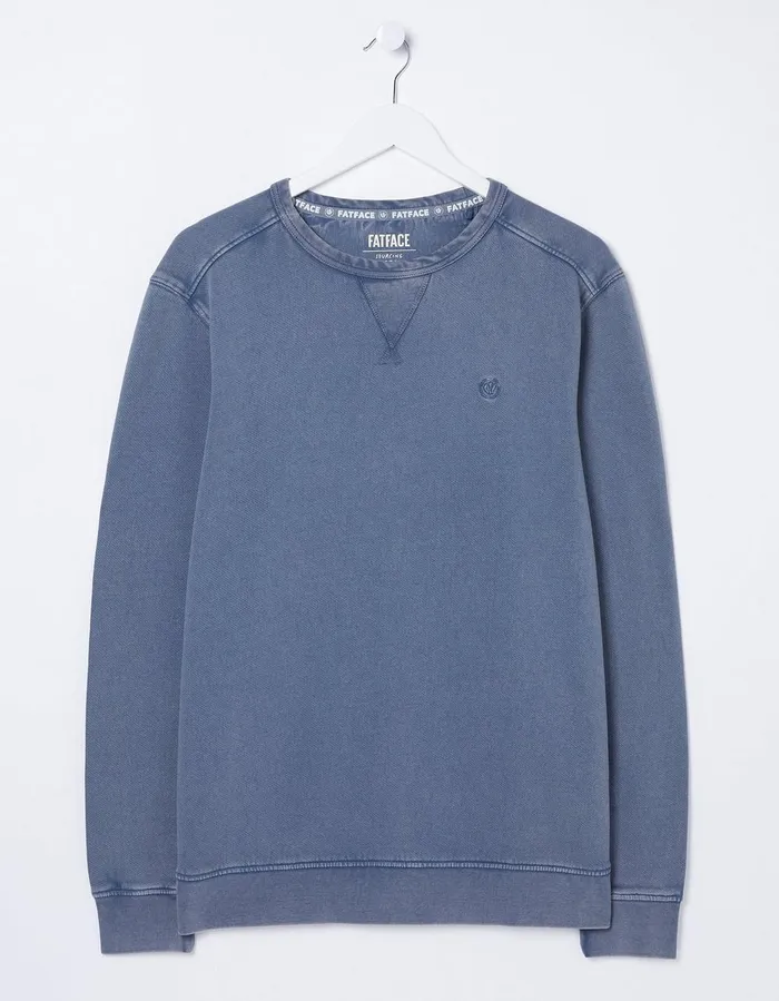 Petersfield Crew Neck Sweatshirt Dusky Blue Men FatFace Sweatshirts and Hoodies