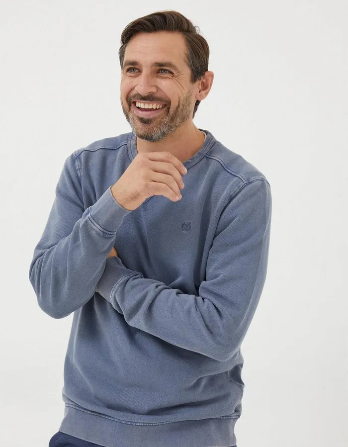Petersfield Crew Neck Sweatshirt Dusky Blue Men FatFace Sweatshirts and Hoodies