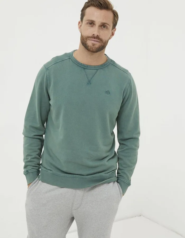 Petersfield Crew Sweatshirt Teal Blue Men FatFace Sweatshirts and Hoodies