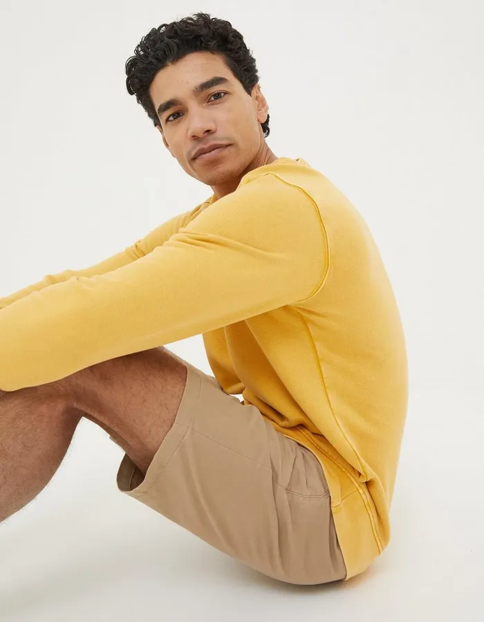 Petersfield Crew Sweatshirt Yellow Men FatFace Sweatshirts and Hoodies
