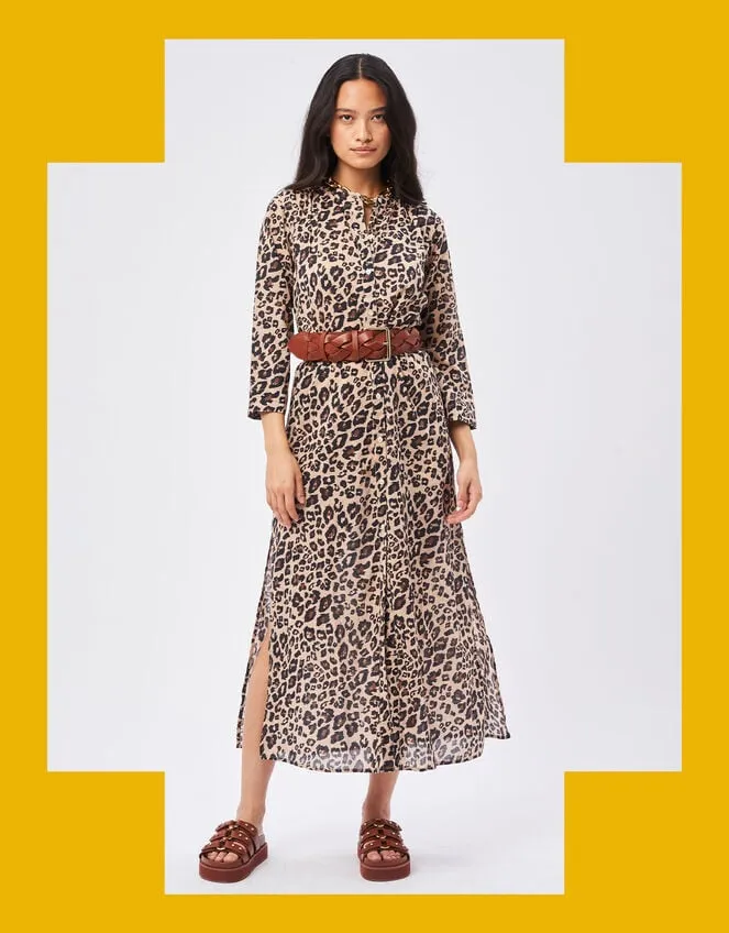 Petite Mendigote Leopard Print Dress Camel Women Monsoon Dresses