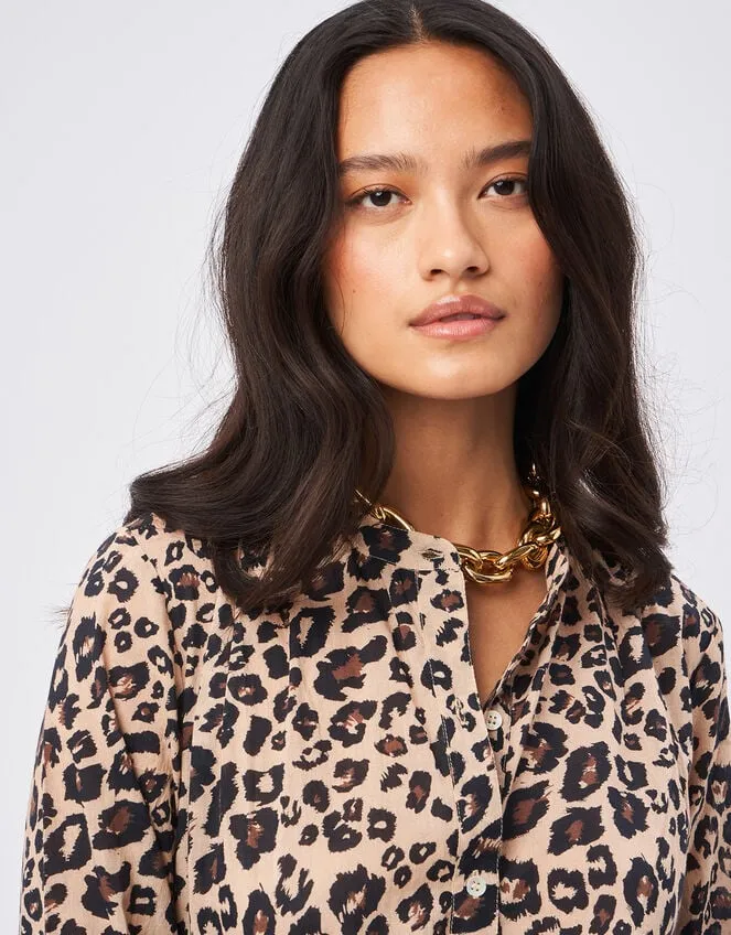 Petite Mendigote Leopard Print Dress Camel Women Monsoon Dresses