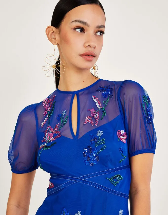 Phoebe Embellished Midi Dress In Recycled Polyester Blue Women Monsoon Occasionwear