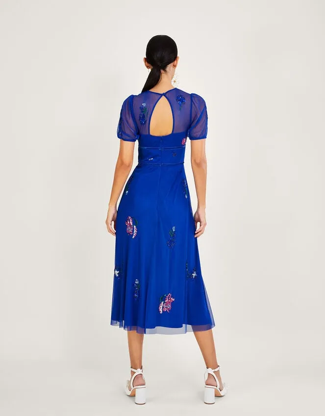 Phoebe Embellished Midi Dress In Recycled Polyester Blue Women Monsoon Occasionwear
