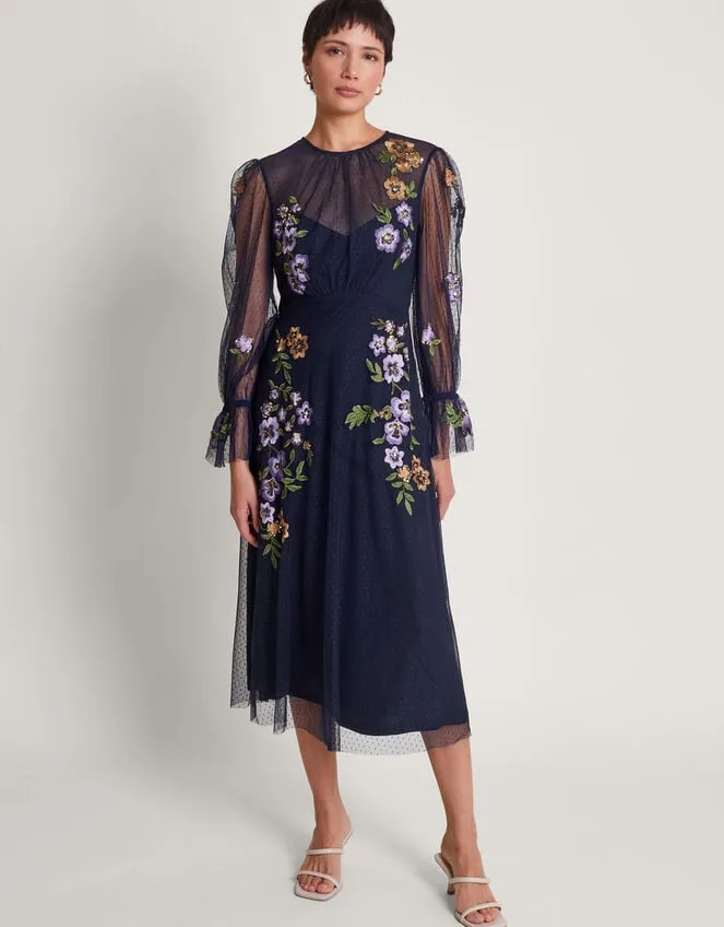 Phoebe Embellished Tea Dress Blue Women Monsoon Dresses