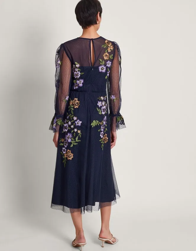 Phoebe Embellished Tea Dress Blue Women Monsoon Dresses