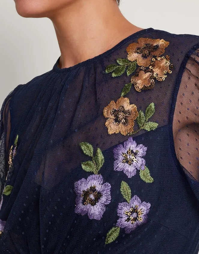 Phoebe Embellished Tea Dress Blue Women Monsoon Dresses