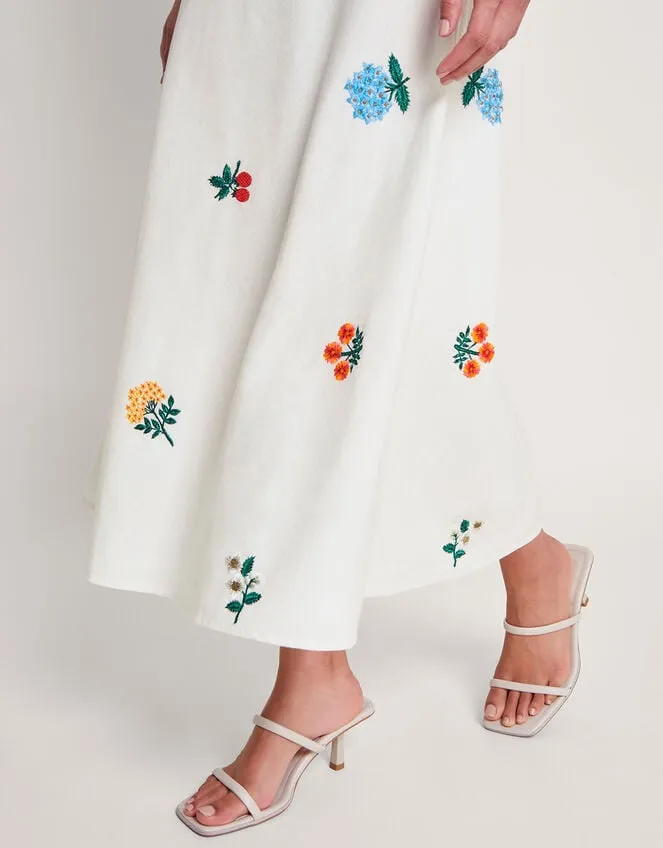 Piera Embroidered Midi Skirt Ivory Women Monsoon Skirts