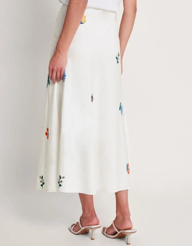 Piera Embroidered Midi Skirt Ivory Women Monsoon Skirts