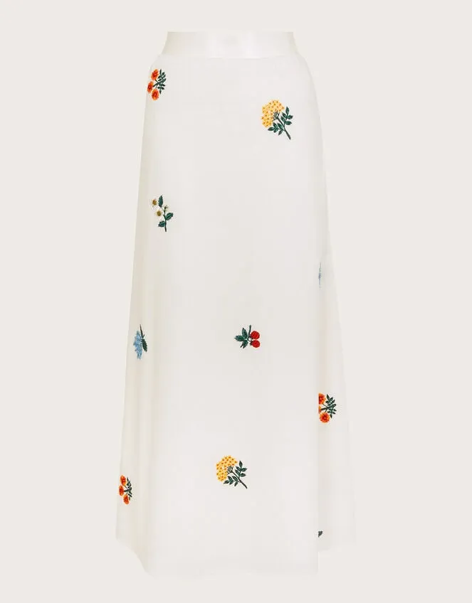Piera Embroidered Midi Skirt Ivory Women Monsoon Skirts