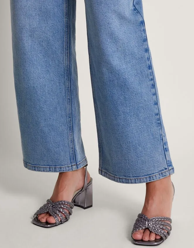 Plaited Block Heel Sandals Silver Women Monsoon Sandals