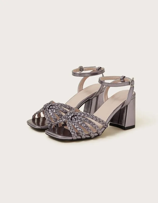 Plaited Block Heel Sandals Silver Women Monsoon Sandals