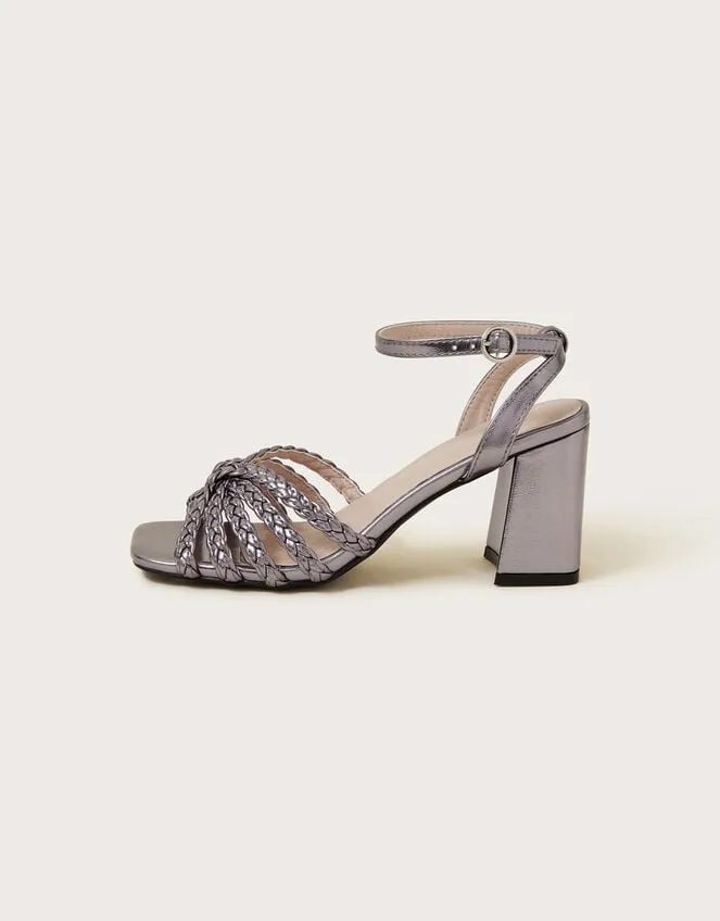 Plaited Block Heel Sandals Silver Women Monsoon Sandals