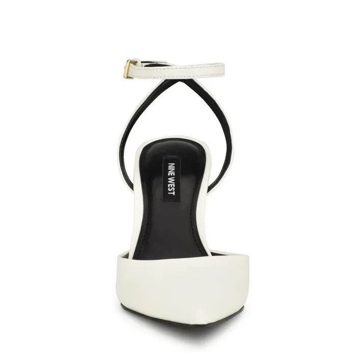 Plaza Ankle Strap Pumps White Women Nine West Heels