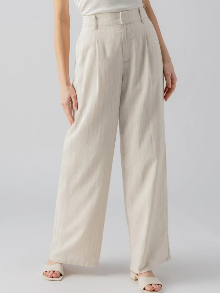 Pleat Up High Rise Trouser Vineyard Stripe Women Sanctuary Clothing Pants