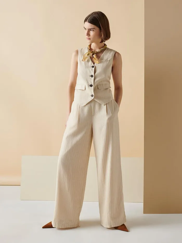 Pleat Up High Rise Trouser Vineyard Stripe Women Sanctuary Clothing Pants