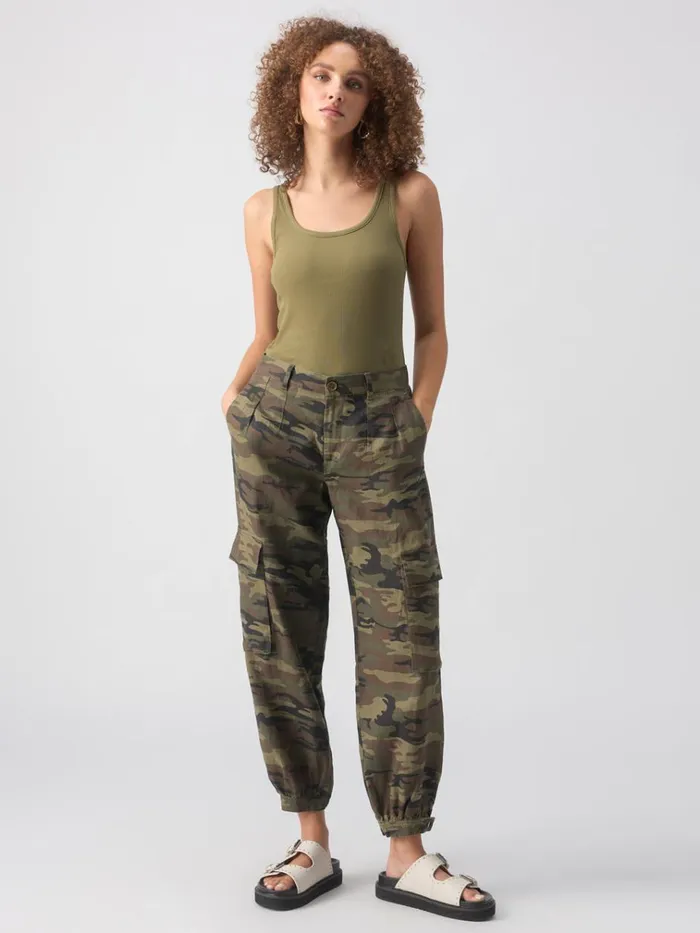 Pleated Linen Cargo SemiHigh Rise Pant Little Hero Camo Women Sanctuary Clothing Pants