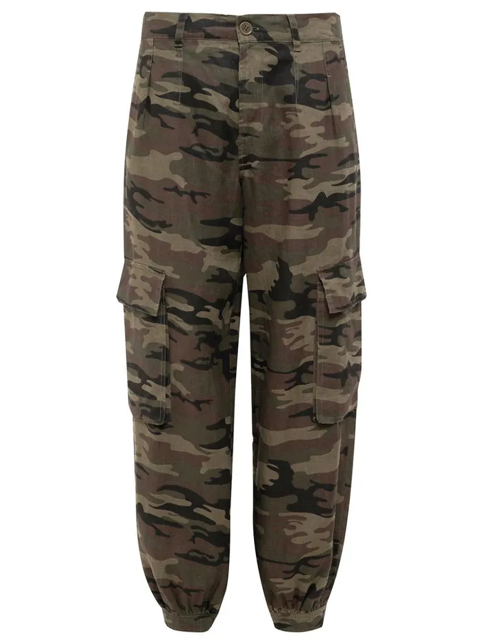 Pleated Linen Cargo SemiHigh Rise Pant Little Hero Camo Women Sanctuary Clothing Pants