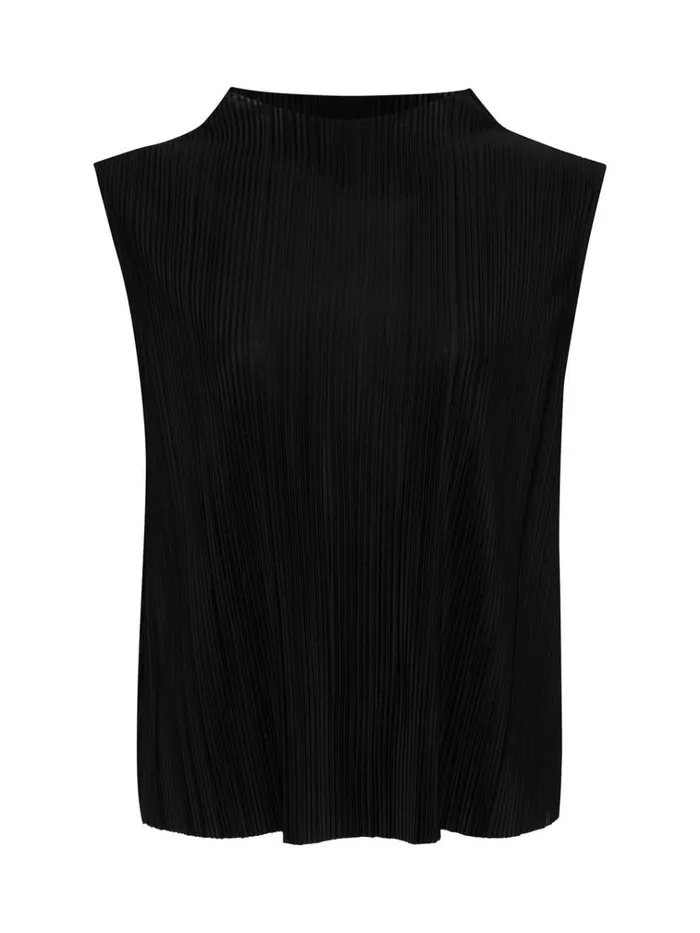 Plisse Mock Neck Top Black Women Sanctuary Clothing Tees and Tops