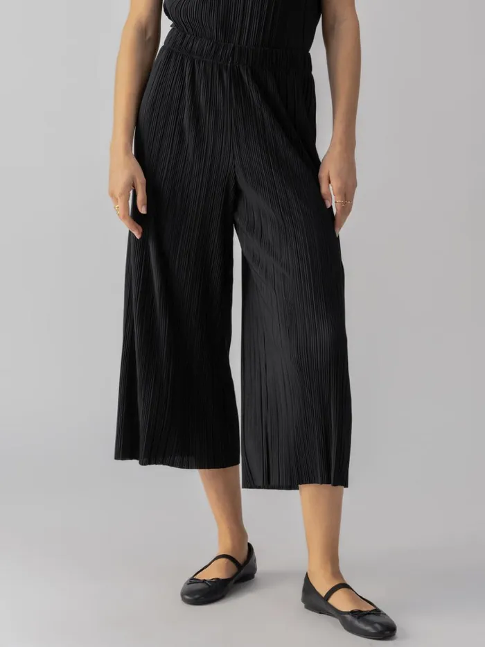 Plisse Semi High Rise Culotte Black Women Sanctuary Clothing Pants
