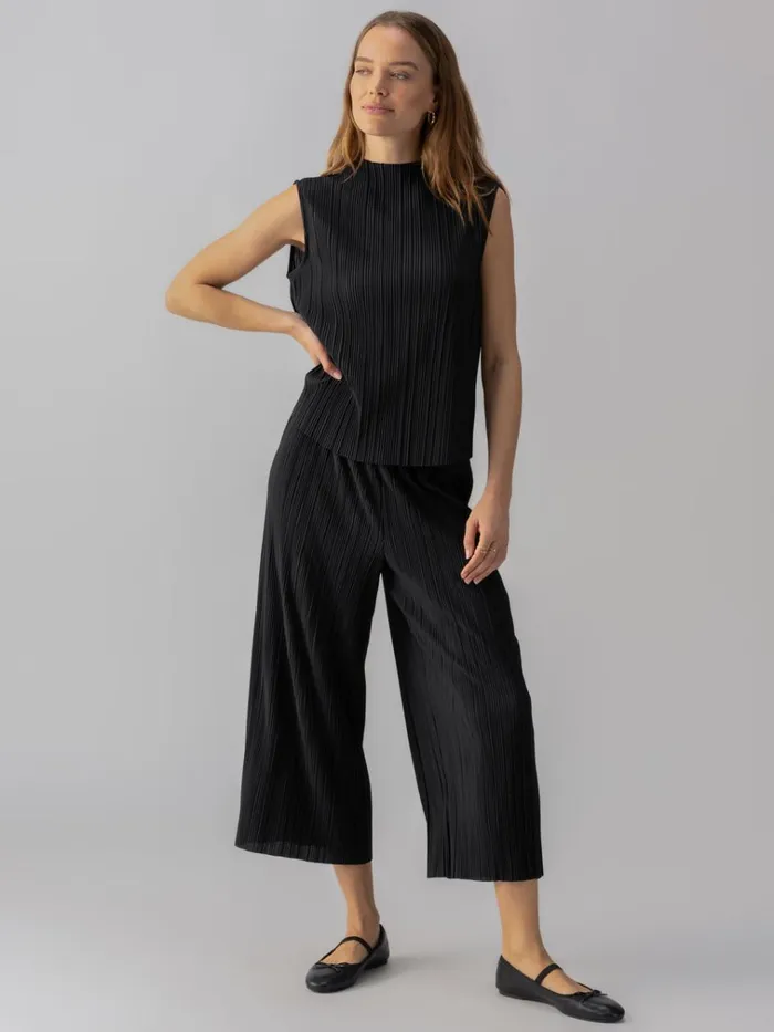 Plisse Semi High Rise Culotte Black Women Sanctuary Clothing Pants