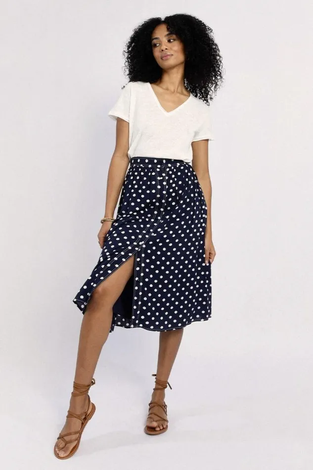 Polka Dot Skirt NAVY AGATHE Women Molly Bracken Skirts