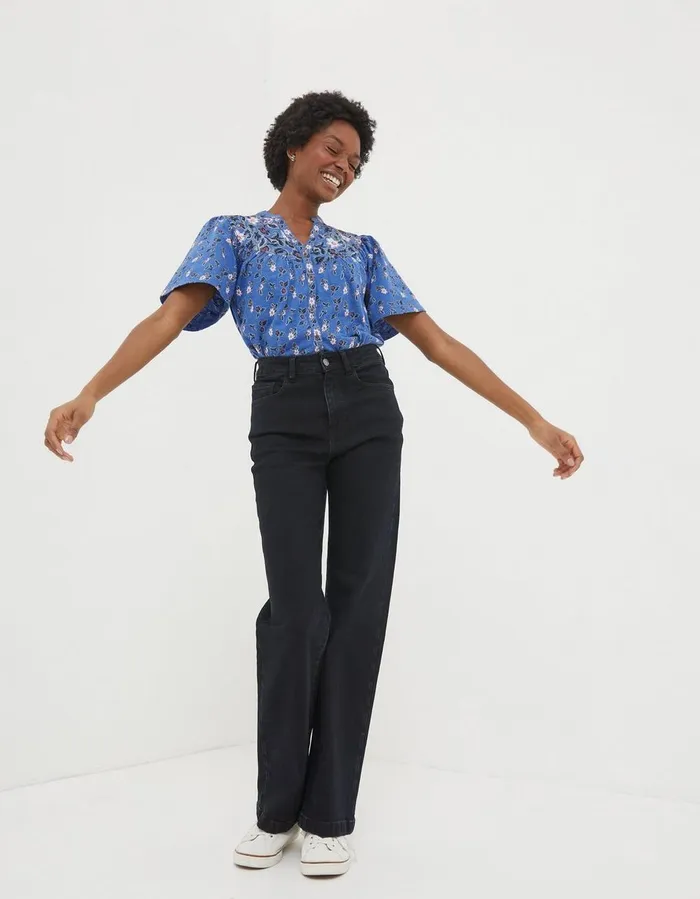 Polly Layered Floral Top Blue Women FatFace Tops and TShirts