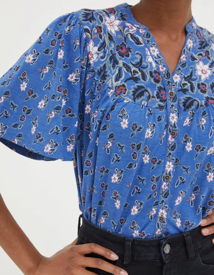 Polly Layered Floral Top Blue Women FatFace Tops and TShirts